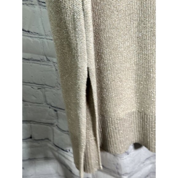 TOMMY BAHAMA LADIES 1/2 ZIP FRONT BEIGE SWEATER W/SILVER THREADING (XS)  OVERSIZ - Picture 3 of 5